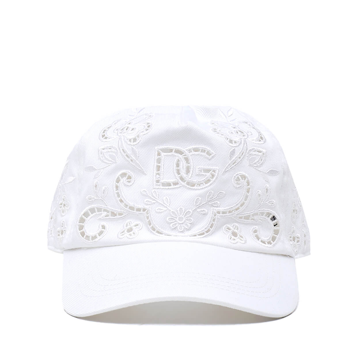 Dolce & Gabbana - Cotton Blend Eyelet Lace Baseball Hat In White Size 58